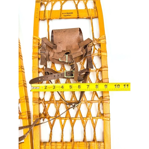 Vintage Tubbs Vermont Wood & Rawhide Snowshoes - Rustic Cabin Decor ❄️🏔️🌲 - Picture 8 of 12